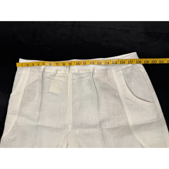 NWT VIVID 100% Linen White Wide Leg Cropped Pant Relaxed Lagenlook Beachy Sz 20 - Picture 10 of 11